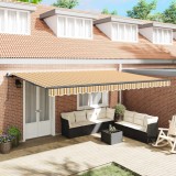 Cumpara ieftin Pergola Manuala 5 x 3 m Dungi galben, gri si alb 100% Polyester