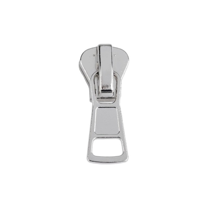 Cursor metalic pentru fermoar din plastic 8 mm, 39 x 30 mm, Argintiu