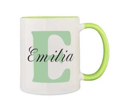 Cana maner verde personalizata prenume Emilia, INOVATIX&amp;reg;. 330ml foto