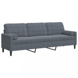Cumpara ieftin Canapea cu 3 locuri cu pernute, gri inchis, 210 cm, catifea