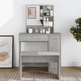 vidaXL Masă de toaletă cu oglindă, gri beton, 86,5x35x136 cm