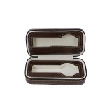 Cumpara ieftin Caseta Transport Ceasuri Piele Ecologica Maro / Neagra 2 Spatii PU80