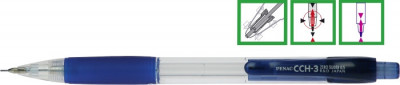 Creion Mecanic Penac Cch-3, Rubber Grip, 0.7mm, Varf Metalic, Corp Transparent - Accesorii Albastre foto