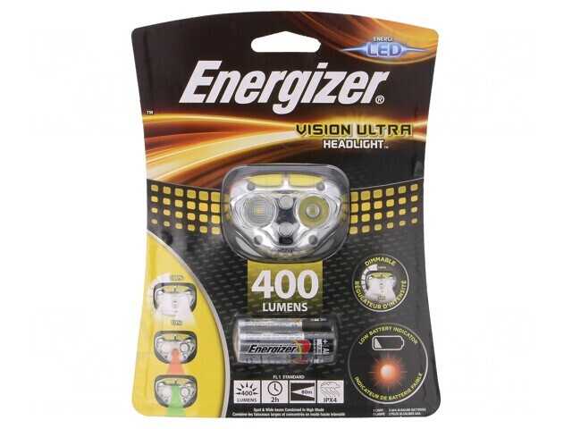 Lanternă LED etanșă pentru cască 400lm galbenă