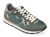 Pantofi sport PEPE JEANS verzi, MS40050, din material textil si piele naturala