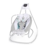 Scaun Balansoar Ingenuity 2-in-1 Swing Lounger Raylan Gri Alb, 6 luni+, Baieti/Fete, 6 Viteze, Reglabil, Compact