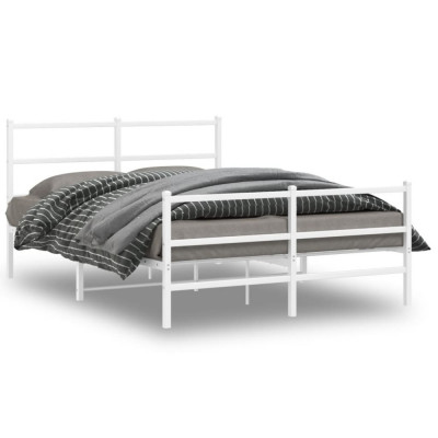 Cadru pat metalic cu tablie de cap/picioare&amp;nbsp;, alb, 140x200 cm GartenMobel Dekor foto