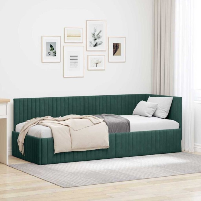 vidaXL Cadru de pat colțar Verde &icirc;nchis 80 x 200 cm Catifea