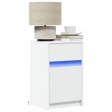 VidaXL Noptieră cu lumini LED, alb, lemn prelucrat