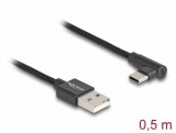 Cablu USB 2.0-A la USB type C unghi T-T 0.5m brodat Negru, Delock 80029