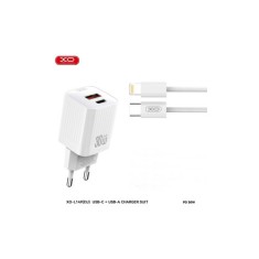 Incarcator retea PD 30W XO cu 2 usb si cablu lightning compatibil iphone Cod: XO-L149A