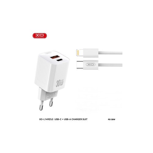Incarcator retea PD30W XO cu 2 USB cu cablu compatibil Lighting/ Iphone Cod:XO-L149A Automotive TrustedCars
