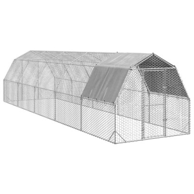 vidaXL Pui de găină cu acoperiș 2,5x10x2,25 m oțel galvanizat 3328529 foto