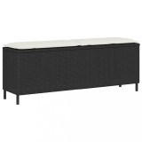 VidaXL Bancă de grădină cu pernă neagră 110x30x40,5 cm Poly Rattan