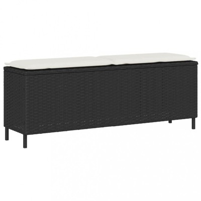vidaXL Bancă de grădină cu pernă neagră 110x30x40,5 cm Poly Rattan 4104154 foto