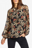 Bluza de dama oversized cu maneci lungi transparente si imprimeu exotic, multicolor, S