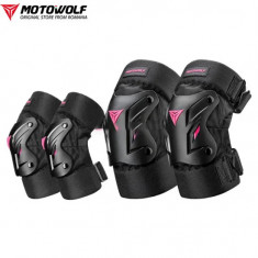 Set protectii moto pentru femei MOTOWOLF - genunchere si cotiere, ajustabile, 4 piese, PP Shell, 600D oxford, quick release