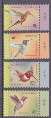 ROMANIA 2022 COLIBRI PASARI Serie 4 timbre CU TAB LP.2379 MNH** foto