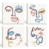 Set de 4 tablouri SUMGAR, lemn masiv/panza, multicolor, 30 x 30 cm