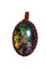 Pandantiv unicat de arta pictat manual, fir metalic de cupru, Multicolor, 5 cm, RavariuArt