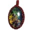 Pandantiv unicat de arta pictat manual, fir metalic de cupru, Multicolor, 5 cm
