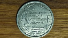 Oceania franceza - moneda coloniala deosebit de rara - 2 franci / francs 1949 AU/UNC aluminiu - an unic de batere