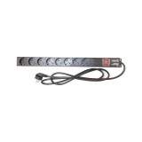 PDU 19 inch PXW, 1U, 8 prize Schuko, metal, cablu 2m, intrerupator, protectie supratensiune, negru - LEO-PDU-U08V-M1U-B2.0-10A