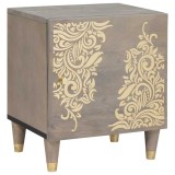 vidaXL Dulap de noapte Gri 40 x 33 x 46 cm Lemn masiv de mango