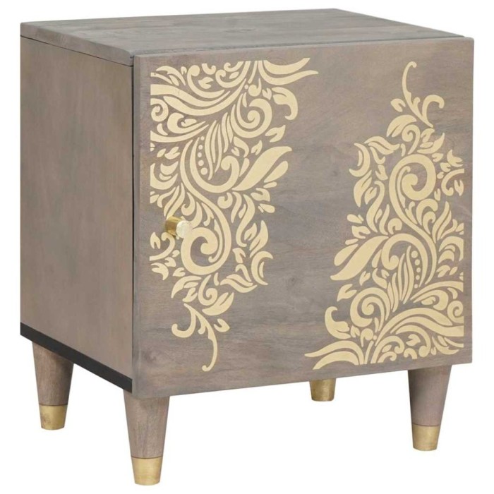 vidaXL Dulap de noapte Gri 40 x 33 x 46 cm Lemn masiv de mango 4018768
