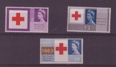 ANGLIA 1963-100 ani Crucea rosie Serie completa Mi 362y-364y cu fosfor MNH foto