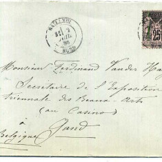 France 1886 Postal History Rare Cover Bailleui to Gand Belgium D.587