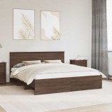 Cumpara ieftin Cadru de pat Stejar inchis 200 x 200 cm Lemn prelucrat