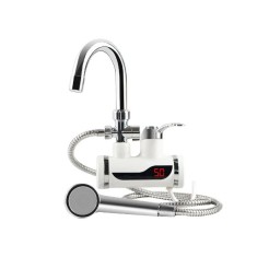 Robinet Electric Cu Dus , Pentru Incalzit Apa Instant, Cu Afisaj LED, Montare Pe Perete, Putere 3000W, Alb