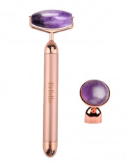 Amethyst Roller 2in1 cu Vibratii ERFELLO pentru masaj facial si corporal, Tratament facial &amp;amp;#8211; Amethyst Quartz foto