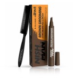 Cumpara ieftin Marker contur barba + perie fade - NISMAN - Saten inchis