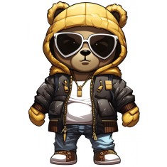Sticker decorativ, Teddy Hip Hop, Galben, 89 cm, 1332STK-2