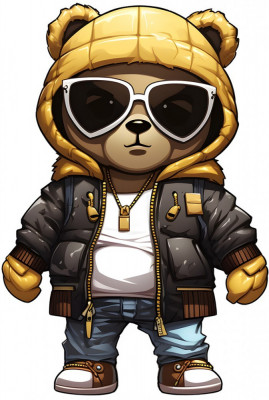 Sticker decorativ, Teddy Hip Hop, Galben, 89 cm, 1332STK-2 foto