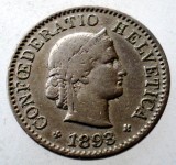 7.019 ELVETIA 5 RAPPEN 1893 B