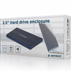 HDD/SSD enclosure Gembird for 2.5'' SATA - USB 2.0, Aluminium, Black