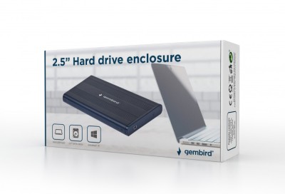 HDD/SSD enclosure Gembird for 2.5&amp;#039;&amp;#039; SATA - USB 2.0, Aluminium, Black foto