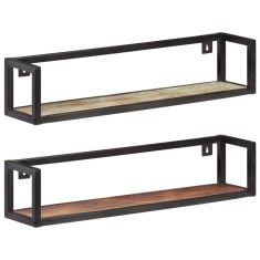 vidaXL Rafturi de perete, 2 buc., 80 cm, lemn masiv reciclat 320671