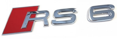 Emblema Haion Oe Audi RS6 Crom Lucios/Rosu 4B08537402ZZ foto