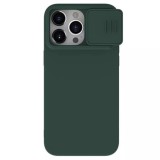 Husa pentru iPhone 15 Pro Max - Nillkin CamShield Silky MagSafe Silicone - Foggy Green
