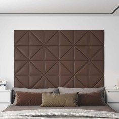 vidaXL Panouri de perete 12 buc. maro 30x30 cm piele ecologica 0,54 m? foto