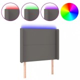 Cumpara ieftin Tablie de pat cu LED, gri , 83x16x118/128 cm, piele ecologica