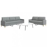 VidaXL Set de canapele, 2 piese, gri deschis, material textil