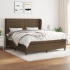 VidaXL Pat box spring cu saltea, maro închis, 160x200 cm, textil