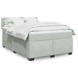 VidaXL Pat box spring cu saltea, gri deschis, 160x200 cm, catifea 3288660