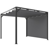 Outsunny Gazebo Pergolă cu Copertină Rulabilă de Protecție și Orificii de Drenaj, 300x300x227 cm, Gri &Icirc;nchis | Aosom Romania