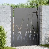 vidaXL Poartă de grădină Negru 105 x 150 cm Oțel vopsit &icirc;n pulbere